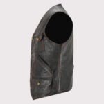 Vintage Black Red Waxed Leather Vest for Men - Image 4