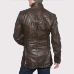 Vintage Brown Designer Leather Blazer for Men - Image 2
