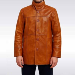Men?s Vintage Brown Leather Trench Coat