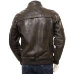 Men's Vintage Fashion Soft Lambskin Leather Bomber Jacket with Knit Collar - Image 2