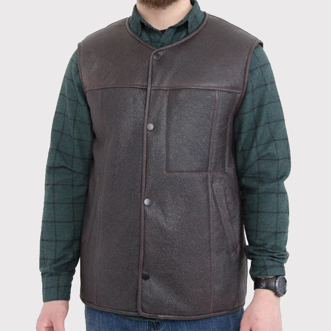 mens-warm-western-sheepskin-vest Men's Western Sheepskin Vest with Secret Zip Front Pocket - Image 1