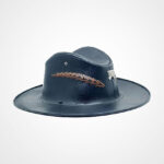 Men’s Western Black Leather Cowboy Hat - Image 2