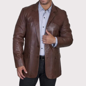 Western Dark Brown Leather Sportcoat Blazer for Men