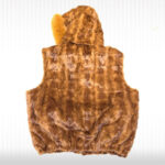 Men's Whisky Mink Diamond Cut Fox Fur Hooded Vest - Image 3