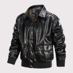 Men's Winter A2 Leather Aviator Jacket - Retro US Air Force Bomber Jacket - Image 3