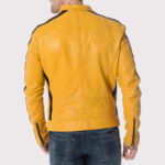 Men's Yellow Leather Motorcycle Jacket - Ride in Style! - Image 2
