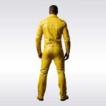 Men’s Yellow Leather Shirt and Pants Two-Piece Streetwear Set - Image 2