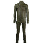 Men's Zipper Leather Jumpsuit - Edgy and Functional