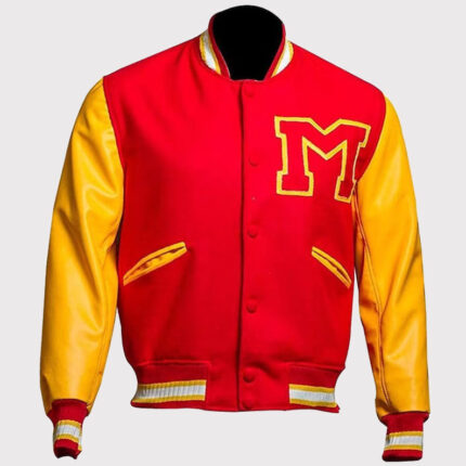 MJ Michael Jackson Thriller Varsity Bomber Jacket - Red M Logo