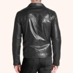 Modern Black Leather Jacket with Notch Collar for Men - Image 2