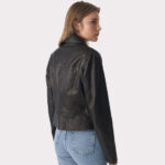 Natural Grain Black Women's Classic Biker Jacket - Image 2