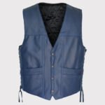 Navy Blue Leather Cruiser Vest - Classic Style, Modern Edge