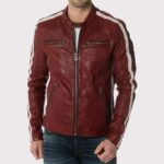 Designer Red Lambskin Leather Biker Jacket for Men