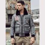 New Men's Short Grey Shearling Jacket Sheepskin Coat - Image 3
