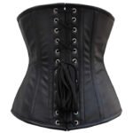 Olesya Blood Crossed Black Faux Leather Underbust Corset - Image 3