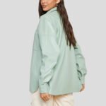 Pastel Green Oversized Leather Shirt for Women - Image 2
