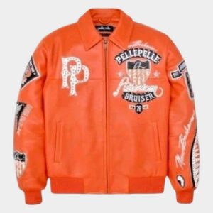 Pelle Pelle American Bruiser Orange Leather Jacket Eagle Studded for Men