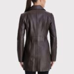 Petite Button Down Leather Coat for Women - Image 2
