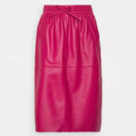 Pink Women’s Midi Leather Skirt - Perfect for Ladies’ Fashion - Image 3