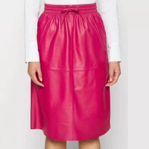 Pink Women?s Midi Leather Skirt - Perfect for Ladies? Fashion