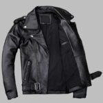 Genuine Cowhide Leather Asymmetrical Cafe Racer Jacket - Image 2