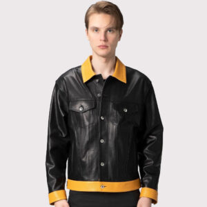 Premium Black Leather Trucker Jacket for Men