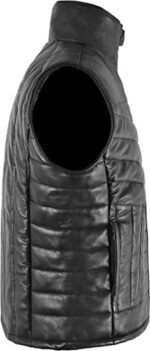 Men's Black Quilted Puffer Leather Vest - Image 3