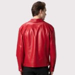 Premium Red Lambskin Leather Trucker Jacket for Men - Image 2