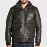 Custom Premium Brown Cowhide Leather Aviator Bomber Jacket