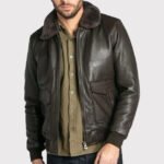 Custom Premium Brown Cowhide Leather Aviator Bomber Jacket - Image 3