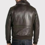 Custom Premium Brown Cowhide Leather Aviator Bomber Jacket - Image 2