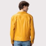 Premium Yellow Leather Trucker Jacket for Men - Image 2