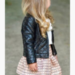 Girls Quilted Pure Black Leather Jacket - Image 2