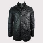 Quilted Celebrity Style Black Leather Blazer for Men