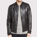 Quilted Leather Bomber Jacket for Men