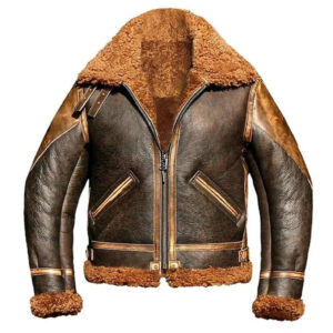 Men?s RAF Aviator B3 Shearling Bomber Leather Jacket