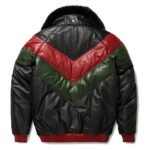 Stylish Multicolor V-Bomber Leather Jacket - Image 2