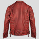 Red Waxed Biker Motorcycle Leather Jacket For Men - Image 2