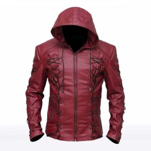 Roy Harper Red Arrow Hooded Leather Jacket