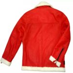 Santa Claus Sheepskin Leather Christmas Bomber Jacket - Image 2