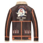 Men's Brown B-3 Aviator Sheepskin Shearling Bomber Jacket - Image 2