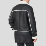 Black Shearling Sheepskin Car Coat - Image 2