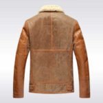 Men’s Shearling Leather Aviator Bomber Jacket Coat - Image 2