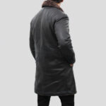 Men's Shearling Lined Black Leather Trench Coat - Image 2