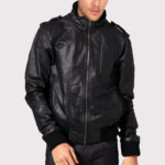 Soft Sheepskin Front-Zipped Bomber Jacket