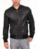 Soft Sheepskin Genuine Quilted Bomber Jacket for Men