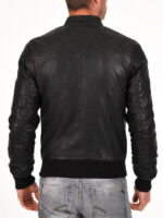 Soft Sheepskin Genuine Quilted Bomber Jacket for Men - Image 3