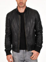 Soft Sheepskin Genuine Quilted Bomber Jacket for Men - Image 2