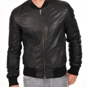 Soft Sheepskin Genuine Quilted Bomber Jacket for Men