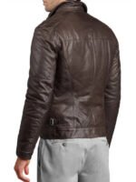 Soft Stylish Men's Genuine Lambskin Dark Brown Leather Jacket - Image 2